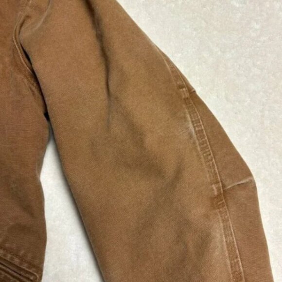 Carhartt Hooded Canvas Jacket Small Sherpa Lined Brown J141 Workwear Distressed - Picture 5 of 16